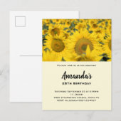 Invitation Carte Postale Jaune Fleur de soleil Anniversaire (Devant / Derrière)