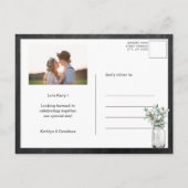 Invitation Carte Postale JE FAIS Fiançailles Eucalyptus Floral Chalkboard B (Dos)