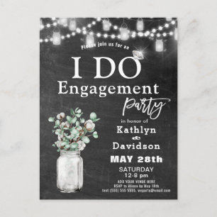 Invitation Carte Postale Je FAIS Fiançailles Eucalyptus Floral Chalkboard P