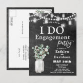 Invitation Carte Postale Je FAIS Fiançailles Eucalyptus Floral Chalkboard P (Devant / Derrière)