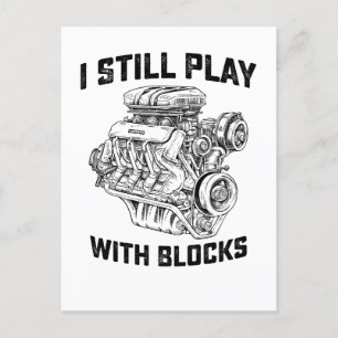 Invitation Carte Postale Je joue encore avec des blocs Mécanicien automobil