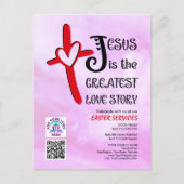 Invitation Carte Postale JESUS GREATEST LOVE STORY Logo QR Code EASTER (Devant)