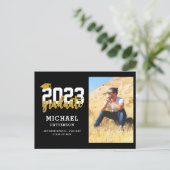 Invitation Carte Postale Jeu de graduation photo Black Gold moderne (Debout devant)
