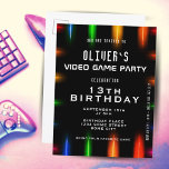 Invitation Carte Postale Jeu Vidéo Jeu Neon Couleur Jeu Anniversaire<br><div class="desc">Jeu Vidéo Neon Couleur Jeu Anniversaire Invitation Carte Postale. Des néons colorés voyants sur un arrière - plan noir. Parfait pour inviter vos amis à vous rejoindre pour une nuit d'action de jeu en continu. Que vous soyez dans les jeux d'arcade classiques, les jeux de console, ou les derniers titres,...</div>