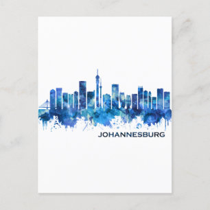 Invitation Carte Postale Johannesburg Afrique du Sud Skyline Blue