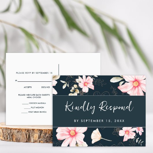 Invitation Carte Postale Joli Blush Floral Rsvp Script tendance Choix de re
