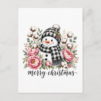 Invitation Carte Postale Joli Bonhomme de Neige Joyeux Noël