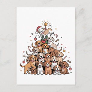 Invitation Carte Postale Joli chien d'arbre de Noël de Noël