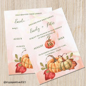 Invitation Carte Postale Joli Citrouille automne Feuilles Monogram Mariage 