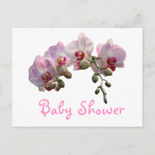 Invitation Carte Postale joli, élégant baby shower de fleurs d'orchidées ro