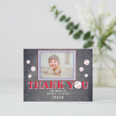 Invitation Carte Postale Joli Merci de baseball d'anniversaire (Debout devant)