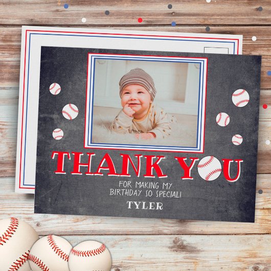 Invitation Carte Postale Joli Merci de baseball d'anniversaire