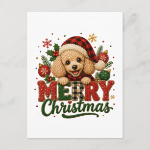Invitation Carte Postale Joli Poodle Joyeux Noël