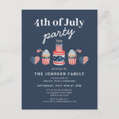 Invitation Carte Postale Jolie 4 juillet Rouge Blanc Et Bleu (Devant)