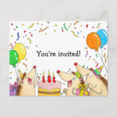 Invitation Carte Postale Jolie fête d'anniversaire de Hedgehog (Devant)
