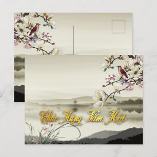 Invitation Carte Postale Jolie scène bucolique Rat vietnamien Année 2020 GP