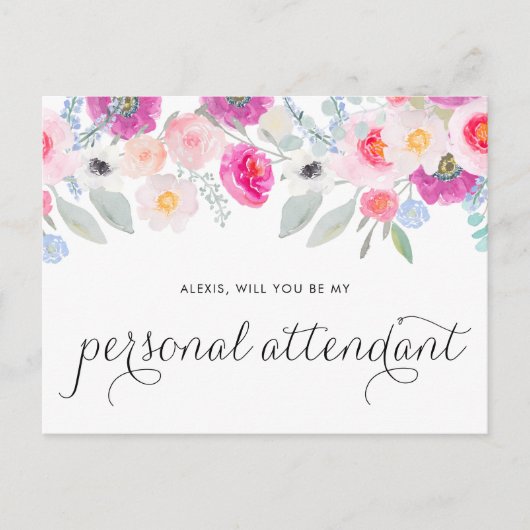 Invitation Carte Postale Jolies Anémones, serez-vous mon accompagnateur per (Devant)