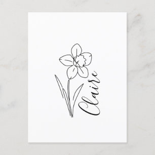 Invitation Carte Postale Jonquille de mars personnalisée Fleur de naissance