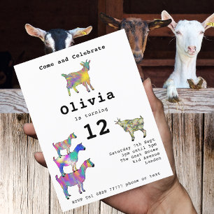 Invitation Carte Postale Jote Goat Girls Budget de fête d'anniversaire