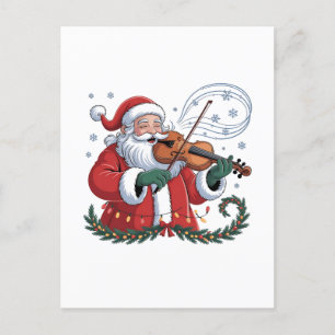 Invitation Carte Postale Joueur de violon Santa violoniste Musique de Noël 