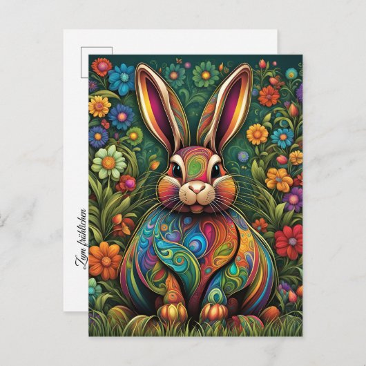 Invitation Carte Postale Joyeuses Pâques (Devant / Derrière)