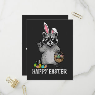 Invitation Carte Postale Joyeuses Pâques Raton laveur Lapin