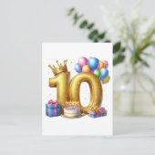 Invitation Carte Postale Joyeux 10e Anniversaire (Debout devant)