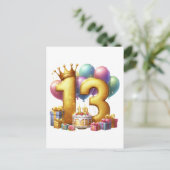 Invitation Carte Postale Joyeux 13e anniversaire (Debout devant)