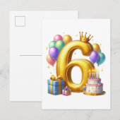 Invitation Carte Postale Joyeux 6e Anniversaire (Devant / Derrière)