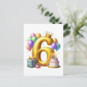 Invitation Carte Postale Joyeux 6e Anniversaire (Debout devant)