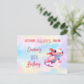 Invitation Carte Postale Joyeux Anniversaire Axolotl Rose Mignon Arc-en-Cie (Debout devant)