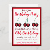 Invitation Carte Postale Joyeux Anniversaire Douce Bing Cerise Cerises Frui (Devant / Derrière)