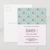 Invitation Carte Postale Joyeux Anniversaire Motif Arc-en-ciel Mignon et Fa (Devant / Derrière)