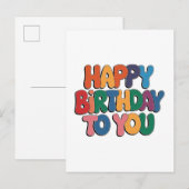 Invitation Carte Postale Joyeux anniversaire rétro (Devant / Derrière)