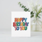 Invitation Carte Postale Joyeux anniversaire rétro (Debout devant)