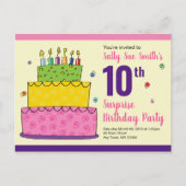 Invitation Carte Postale Joyeux Anniversaire Whimsical Cake Candle (Devant)