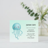 Invitation Carte Postale Joyeux et joyeux poisson bleu-vert Jellyfish Anniv (Debout devant)