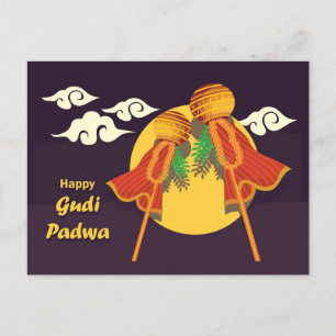 Invitation Carte Postale Joyeux Gudi Padwa, levant des guides