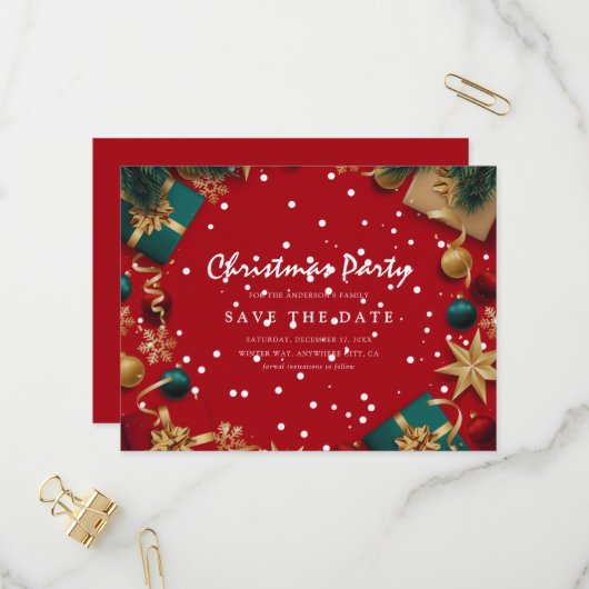 Invitation Carte Postale Joyeux Noël Fête Enregistrer la date (Devant/Arrière en situation)