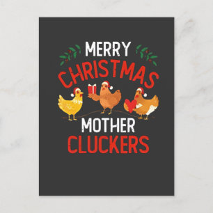 Invitation Carte Postale Joyeux Noël Mère Cluckers Rooaster Xmas 