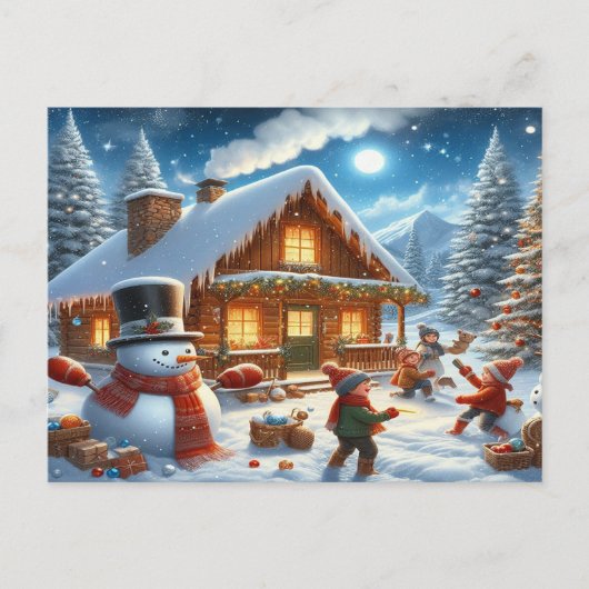 Invitation Carte Postale Joyeux Noël - O22 (Devant)