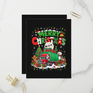 Invitation Carte Postale Joyeux Noël Père Noël Conduisant un Camion Arbres