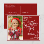 Invitation Carte Postale Joyeux Noël Rouge Blanc Joyeux Joyeux Nouvel An Ph (Devant / Derrière)
