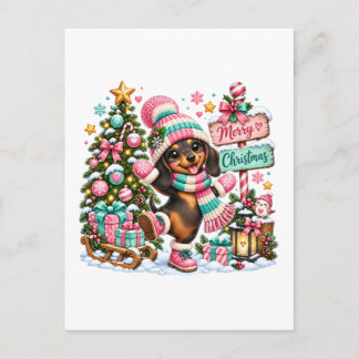Invitation Carte Postale Joyeux Noël Teckel