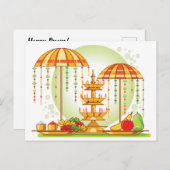 Invitation Carte Postale Joyeux Parapluies Onam (Devant / Derrière)