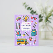 Invitation Carte Postale Joyeux premier jour d'école BIENVENUE (Debout devant)