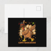 Invitation Carte Postale Joyeux Thanksgiving Dabbing Turkey d'Action de grâ (Devant / Derrière)