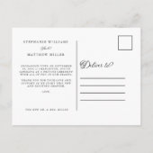 Invitation Carte Postale Juste Marié Elopement Blanc Élégant Périwinkle (Dos)