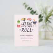 Invitation Carte Postale Kawaii Sushi Rolls fête d'anniversaire (Debout devant)