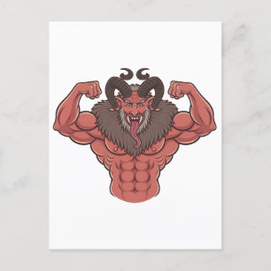 Invitation Carte Postale Krampus effrayant Noël Flexion des muscles Fitness